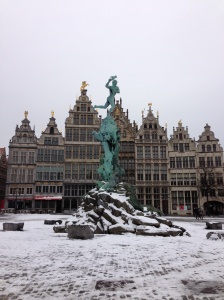 Statue in Antwerp's town hall square